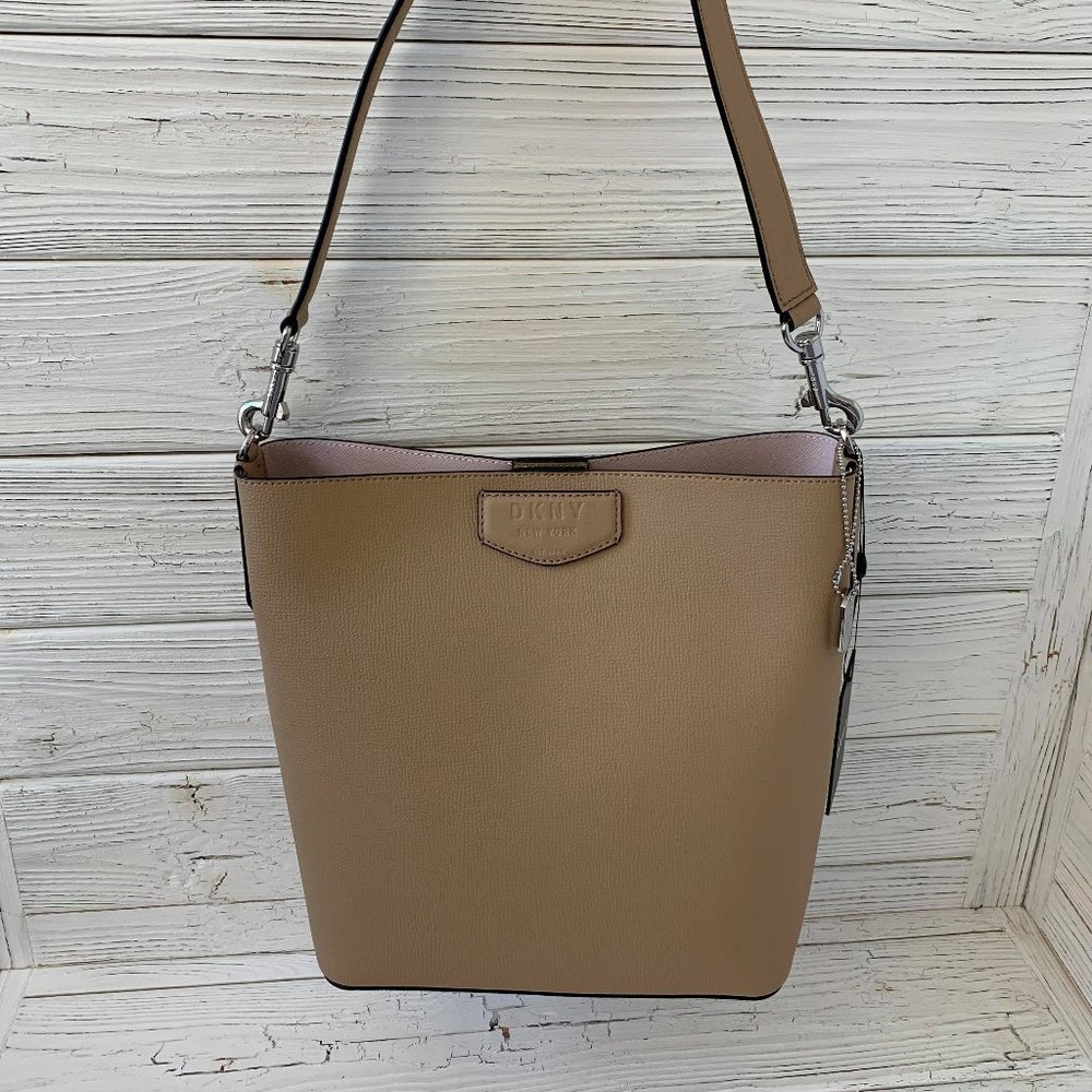 DKNY Sullivan Cow Leather Bucket Tote Bag Handbag